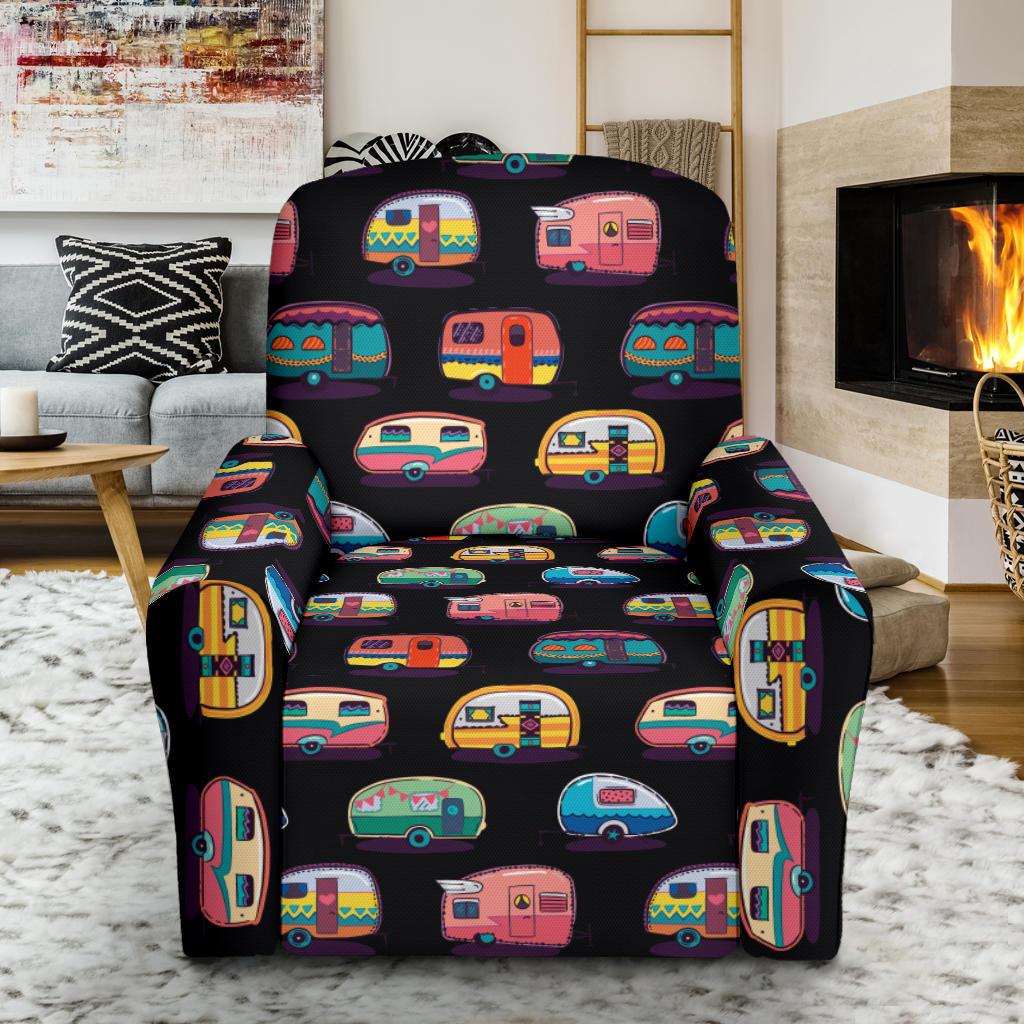 Camper Camping Pattern Single Sofa Slipcover -JTAMIGO.COM