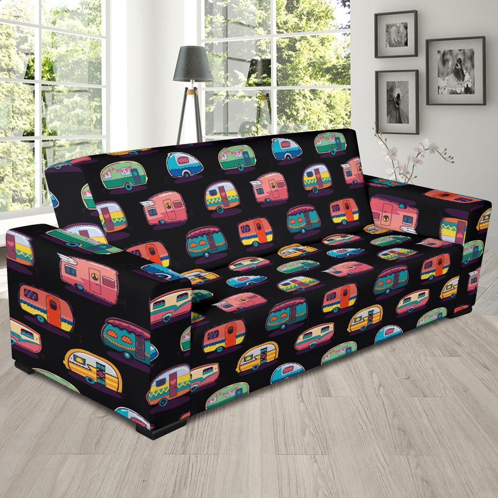 Camper Camping Pattern Sofa Slipcover-JTAMIGO.COM