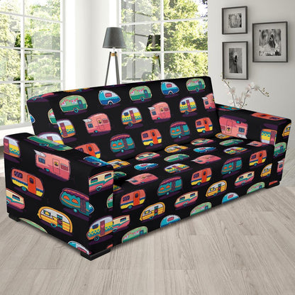Camper Camping Pattern Sofa Slipcover-JTAMIGO.COM