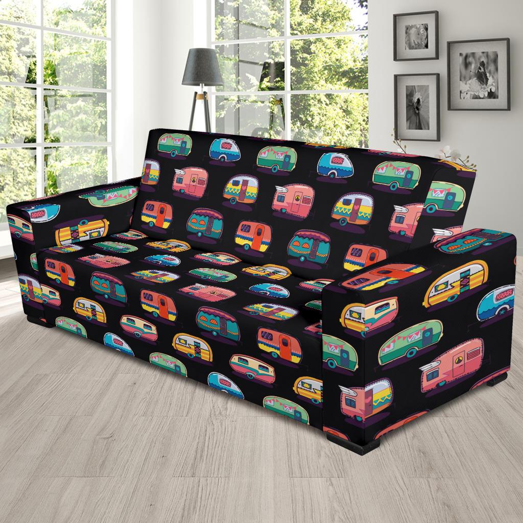 Camper Camping Pattern Sofa Slipcover-JTAMIGO.COM