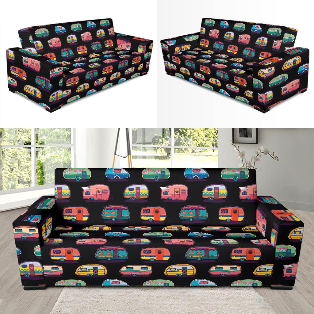 Camper Camping Pattern Sofa Slipcover-JTAMIGO.COM