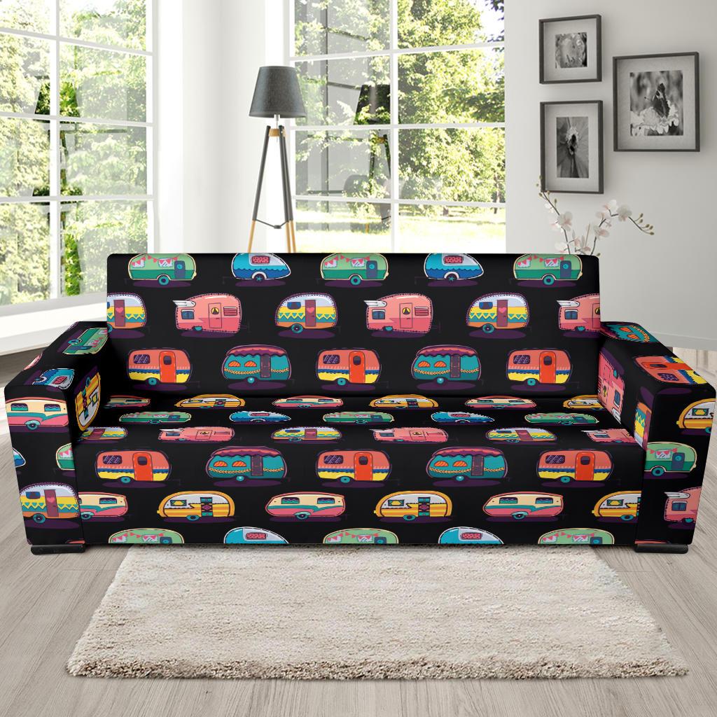 Camper Camping Pattern Sofa Slipcover-JTAMIGO.COM
