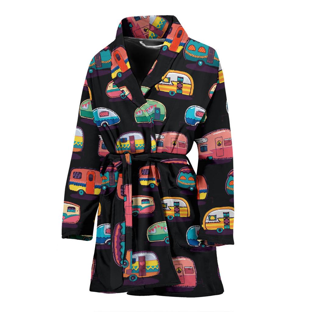 Camper Camping Pattern Women Bath Robe-JTAMIGO.COM
