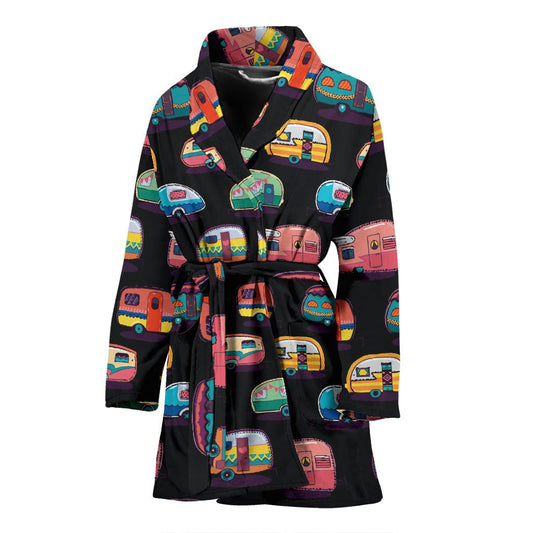 Camper Camping Pattern Women Bath Robe-JTAMIGO.COM