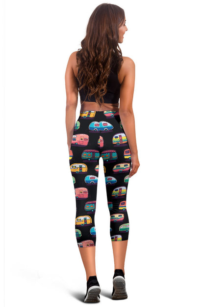 Camper Camping Pattern Women Capris