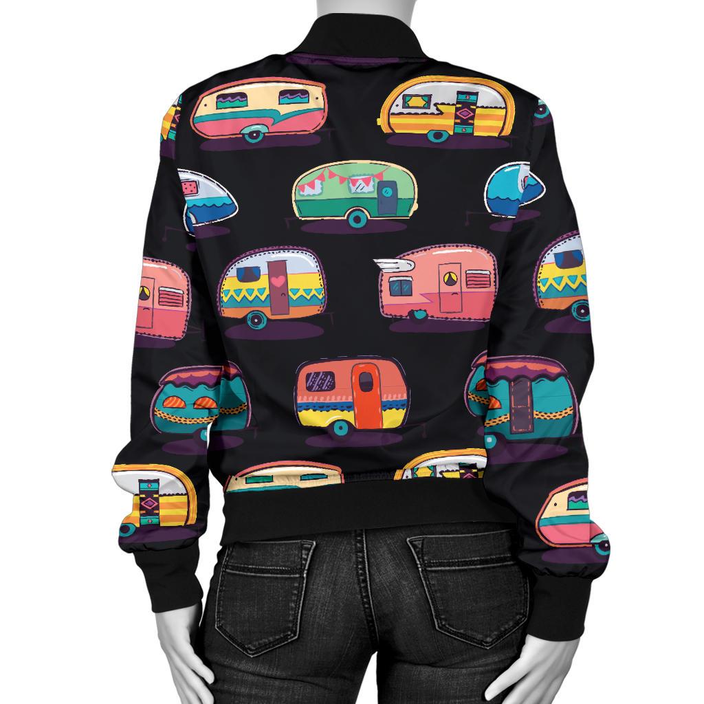Camper Camping Pattern Women Casual Bomber Jacket