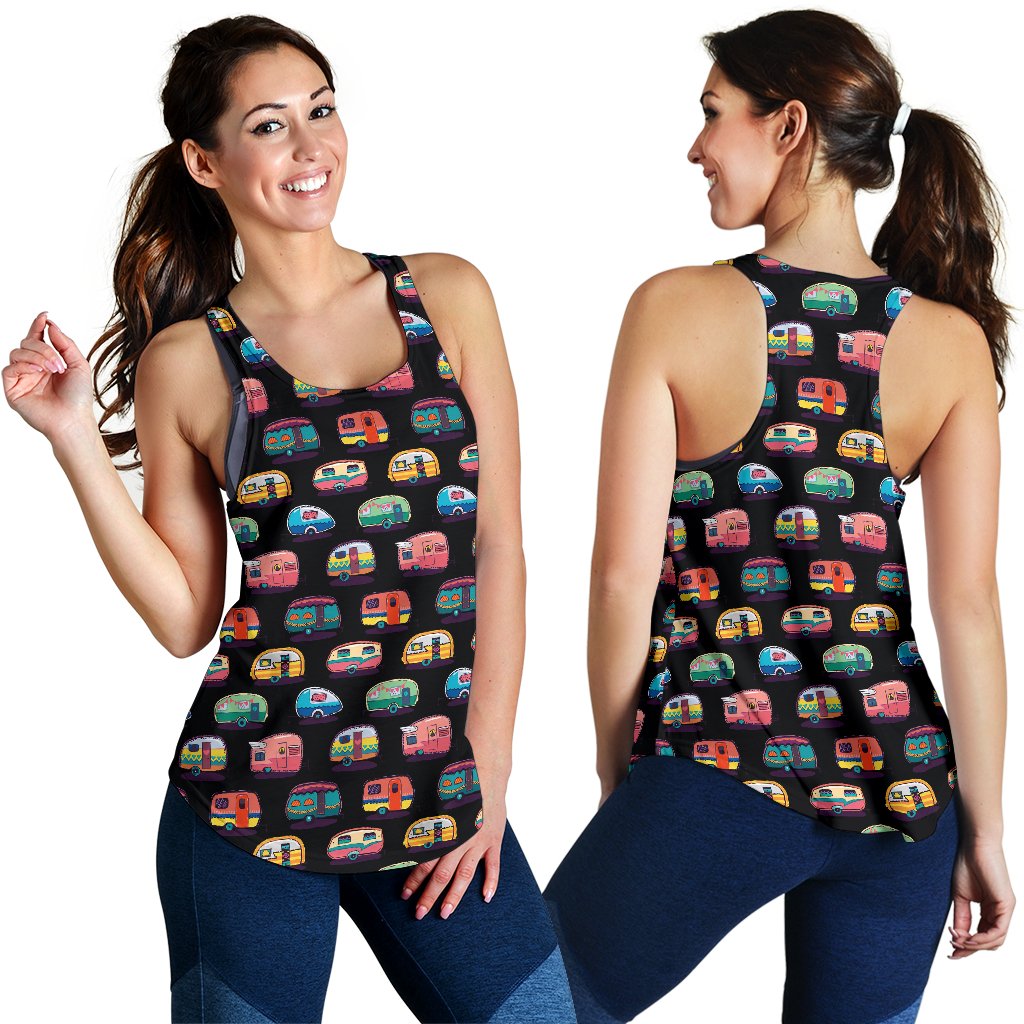 Camper Camping Pattern Women Racerback Tank Top