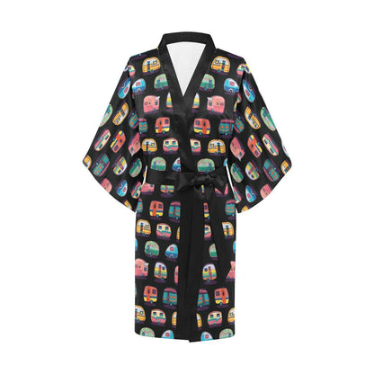Camper Camping Pattern Women Short Kimono Robe