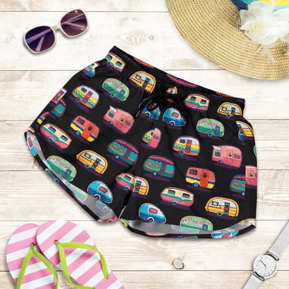 Camper Camping Pattern Women Shorts-JTAMIGO.COM