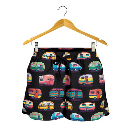Camper Camping Pattern Women Shorts-JTAMIGO.COM