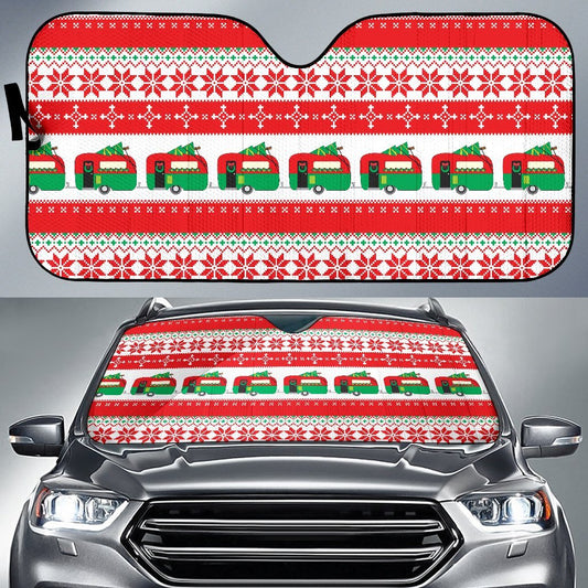 Camper Camping Ugly Christmas Design Print Car Sun Shade For Windshield