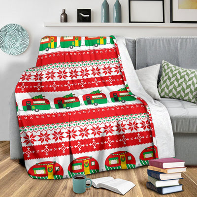 Camper Camping Ugly Christmas Design Print Fleece Blanket