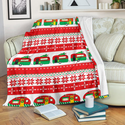 Camper Camping Ugly Christmas Design Print Fleece Blanket