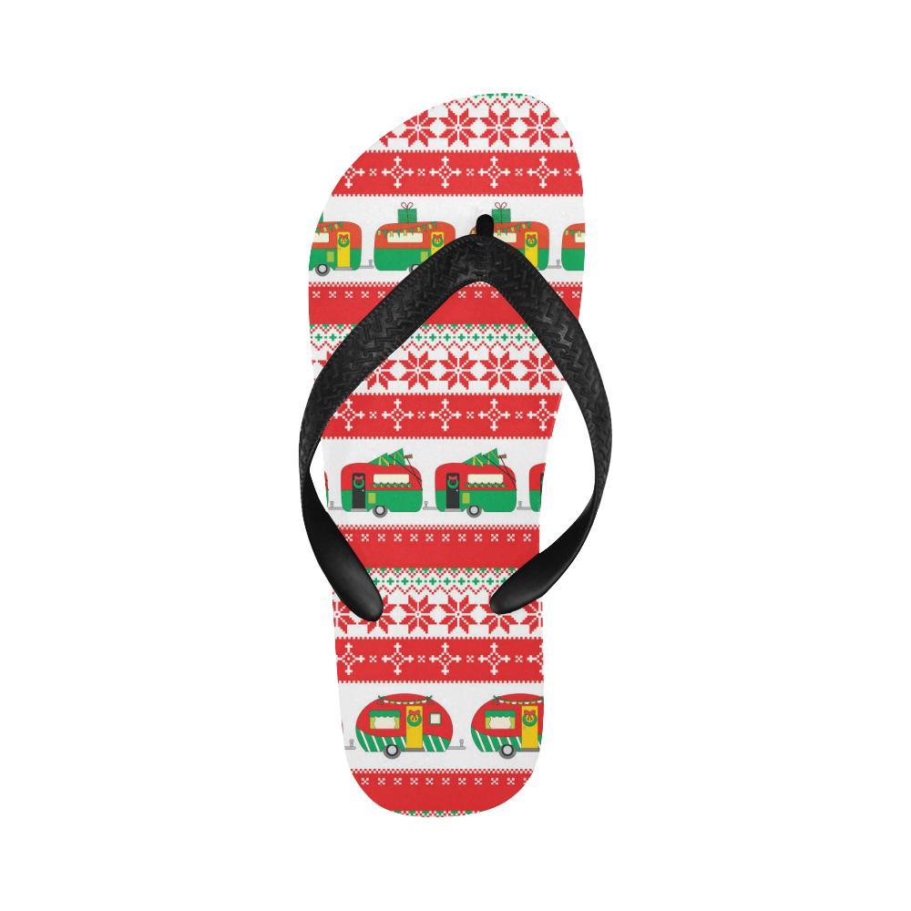 Camper Camping Ugly Christmas Design Print Flip Flops-JTAMIGO.COM