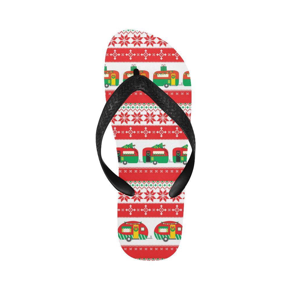 Camper Camping Ugly Christmas Design Print Flip Flops-JTAMIGO.COM