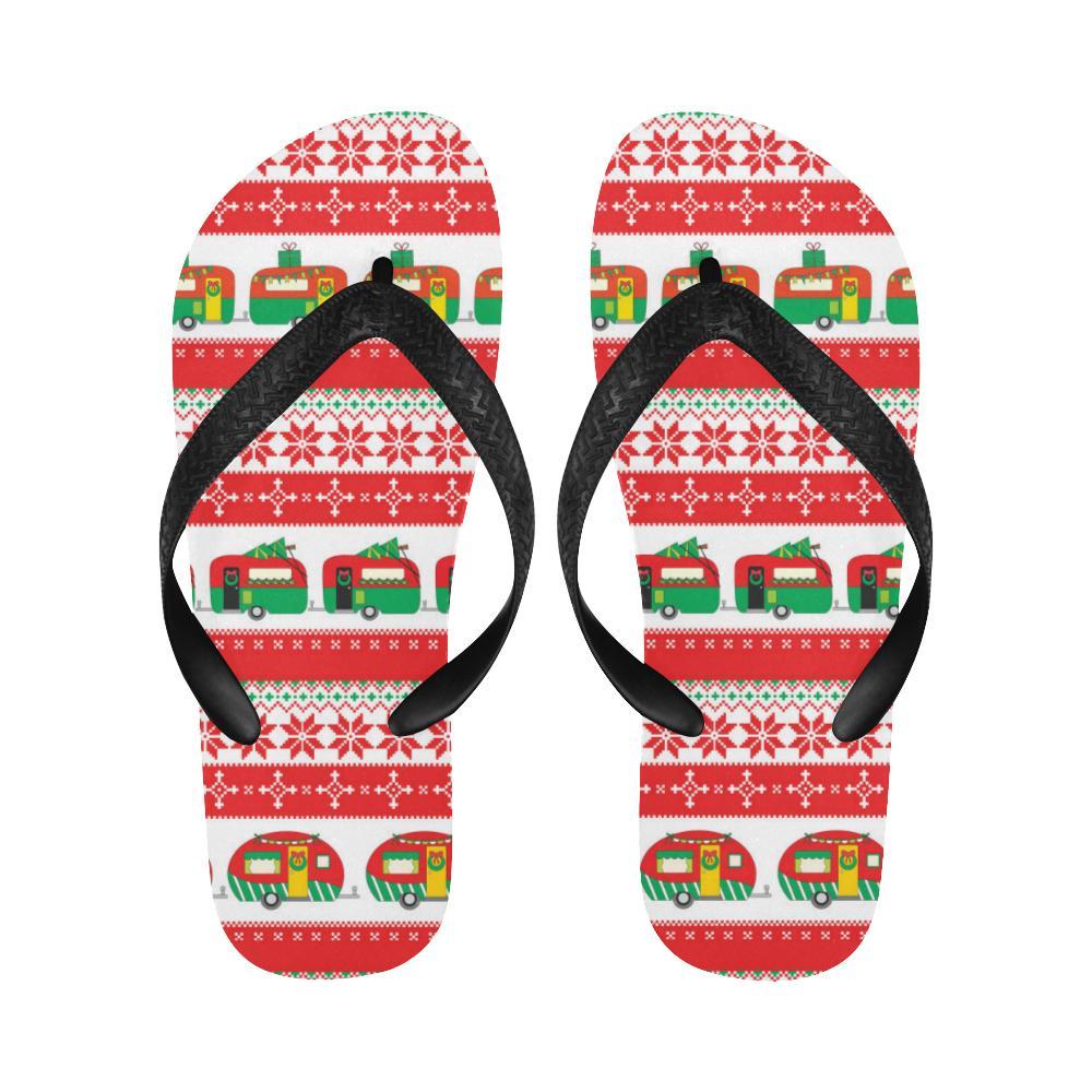 Camper Camping Ugly Christmas Design Print Flip Flops-JTAMIGO.COM