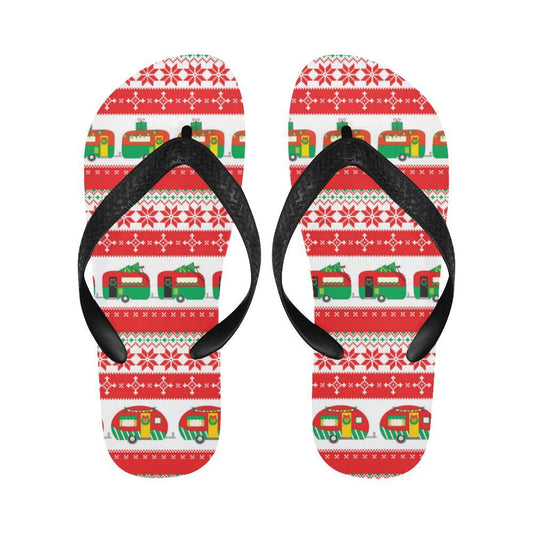 Camper Camping Ugly Christmas Design Print Flip Flops-JTAMIGO.COM