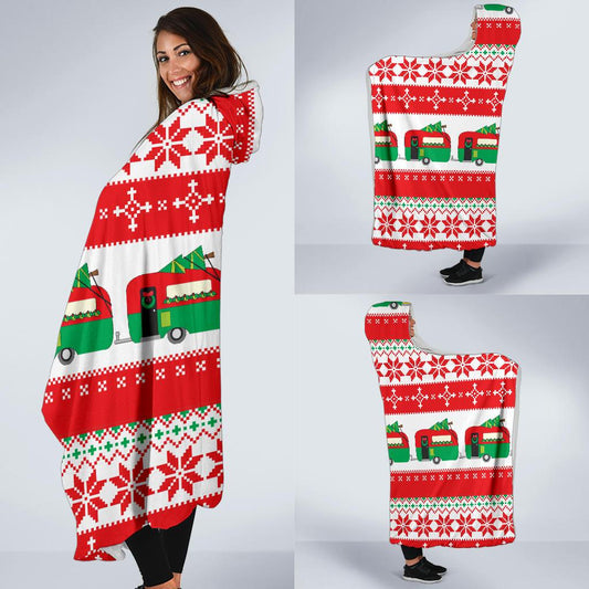 Camper Camping Ugly Christmas Design Print Hooded Blanket-JTAMIGO.COM