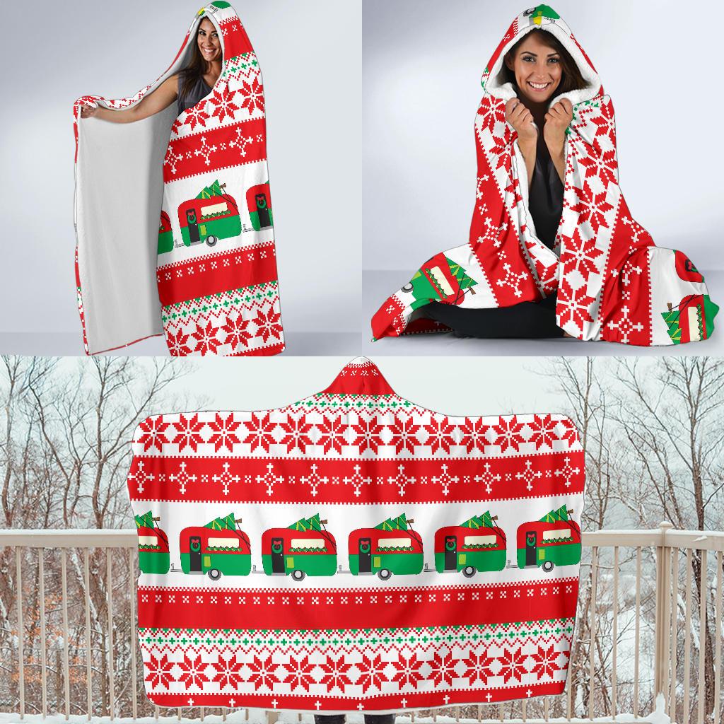 Camper Camping Ugly Christmas Design Print Hooded Blanket-JTAMIGO.COM