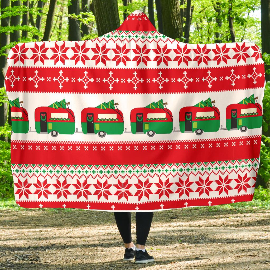 Camper Camping Ugly Christmas Design Print Hooded Blanket-JTAMIGO.COM