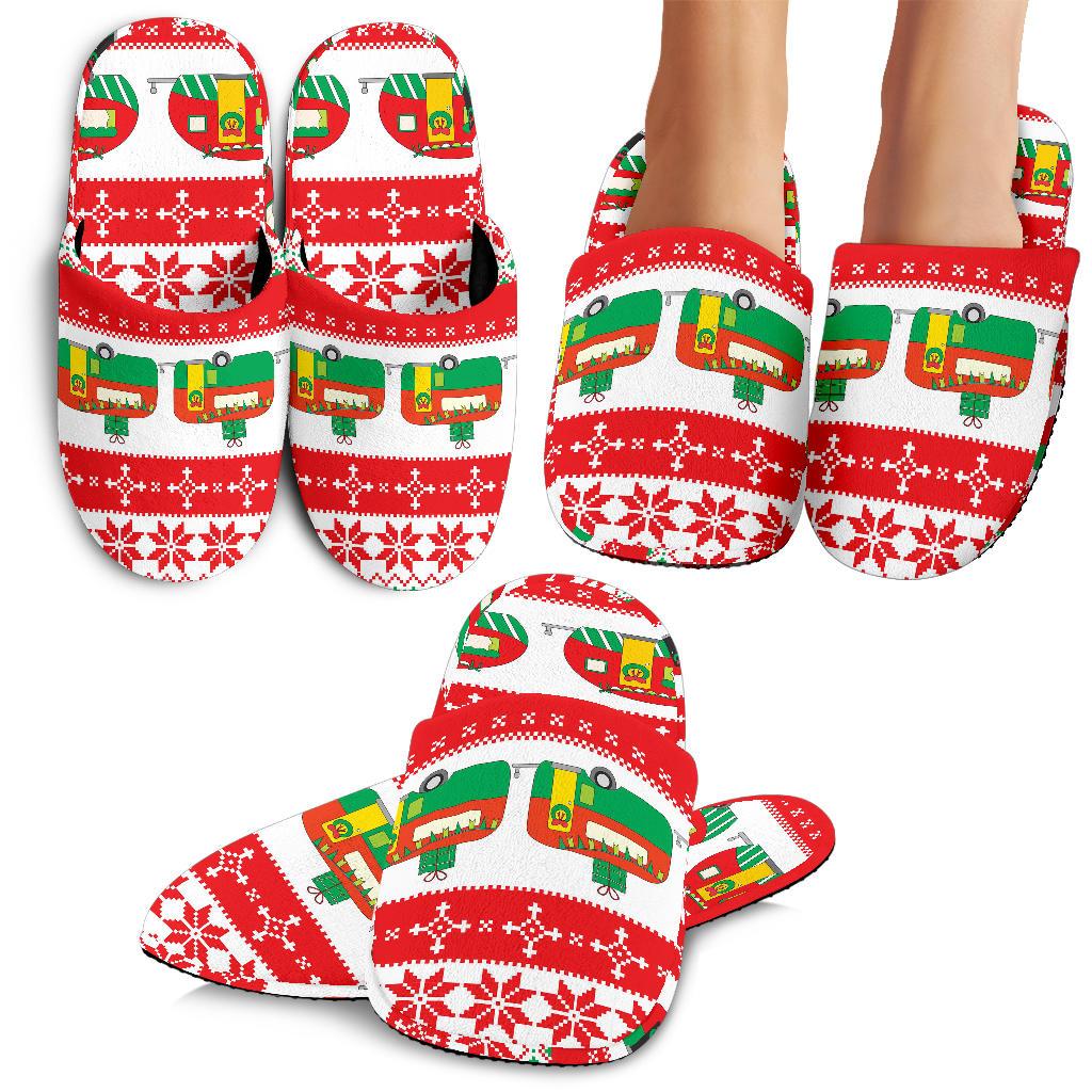 Camper Camping Ugly Christmas Design Print House Slippers