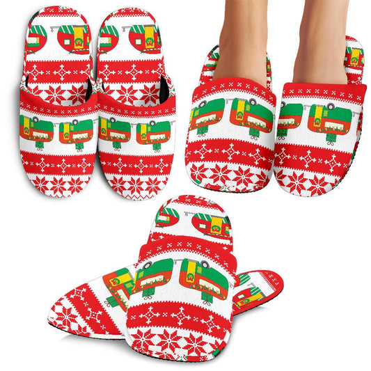 Camper Camping Ugly Christmas Design Print House Slippers