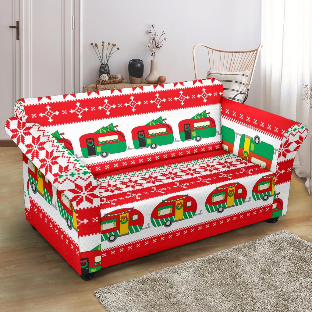 Camper Camping Ugly Christmas Design Print Loveseat Slipcover-JTAMIGO.COM