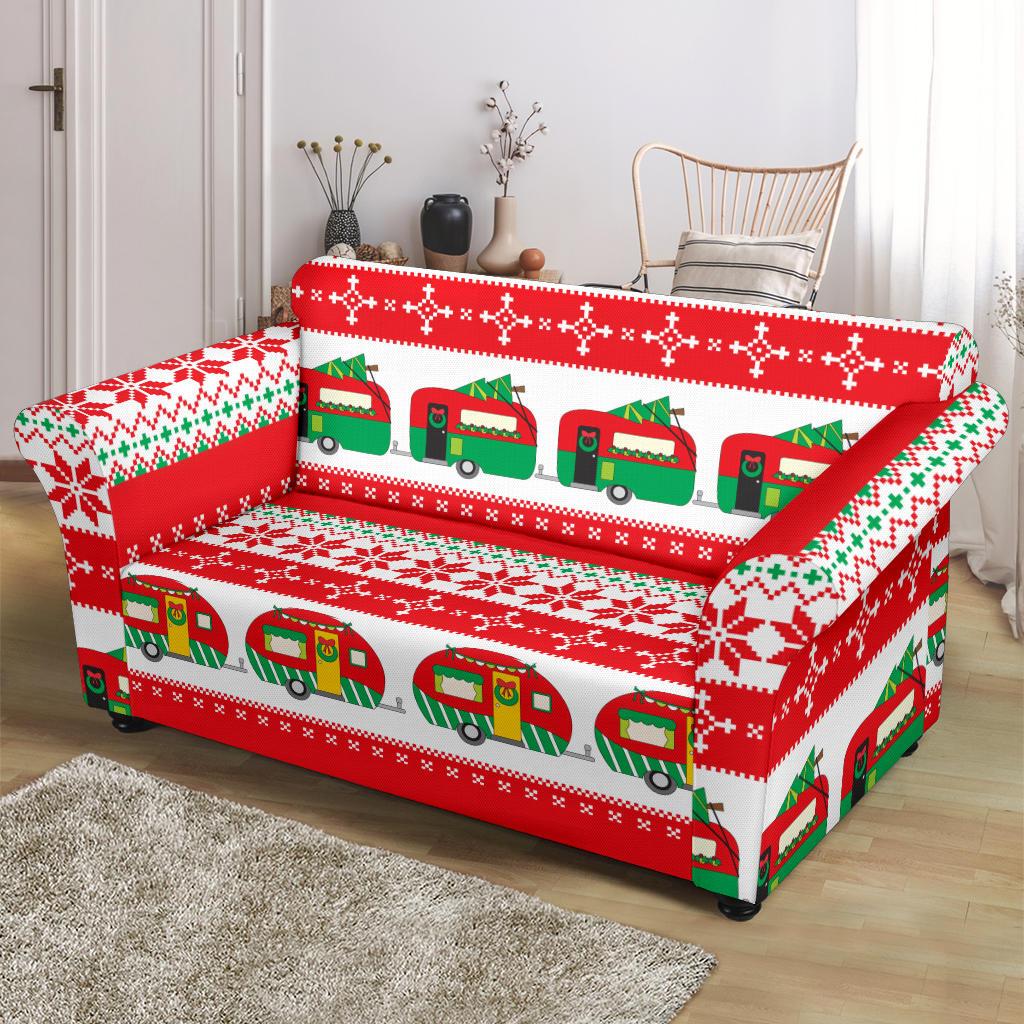Camper Camping Ugly Christmas Design Print Loveseat Slipcover-JTAMIGO.COM