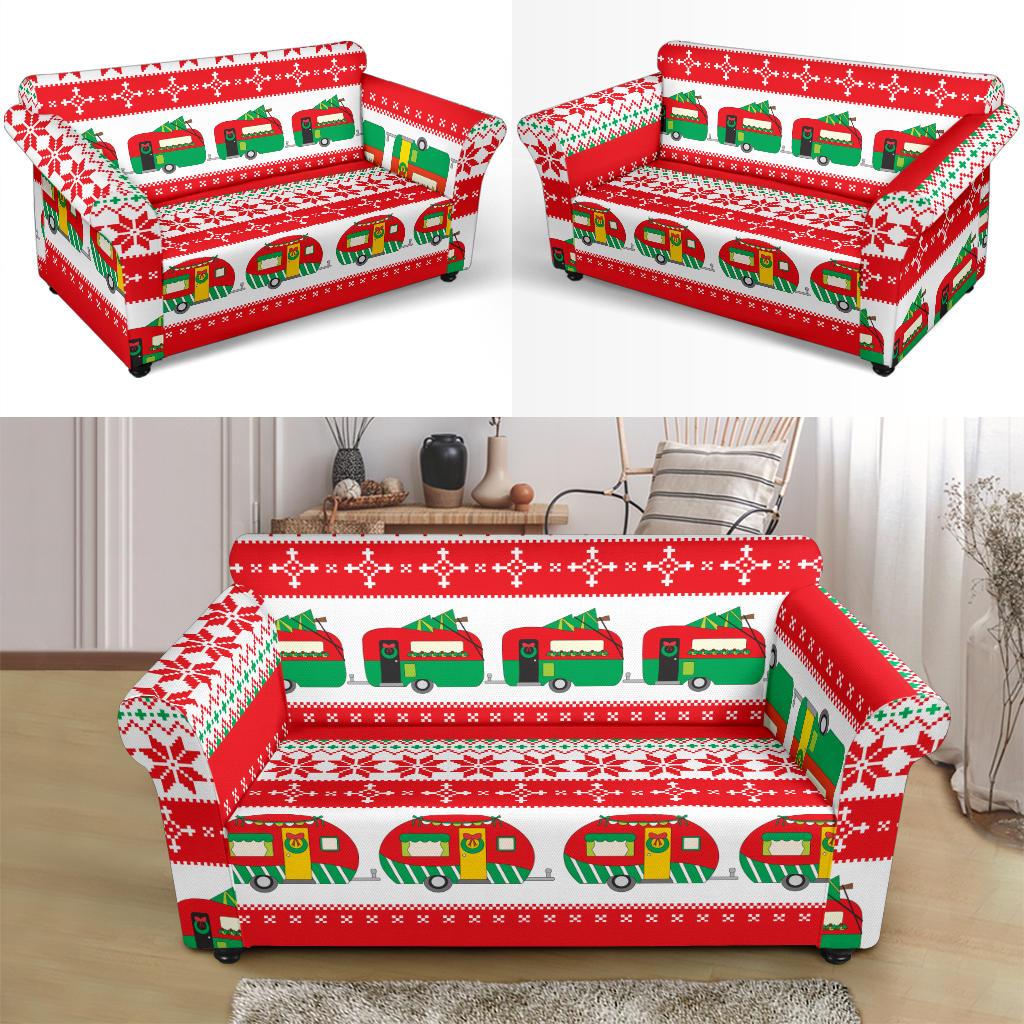 Camper Camping Ugly Christmas Design Print Loveseat Slipcover-JTAMIGO.COM