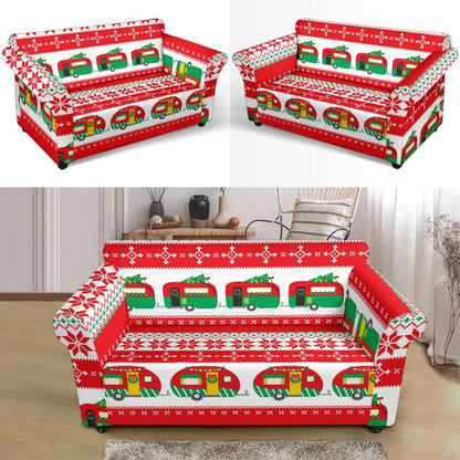 Camper Camping Ugly Christmas Design Print Loveseat Slipcover-JTAMIGO.COM