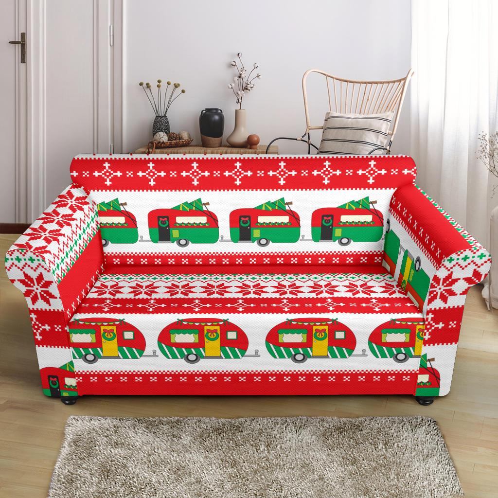 Camper Camping Ugly Christmas Design Print Loveseat Slipcover-JTAMIGO.COM