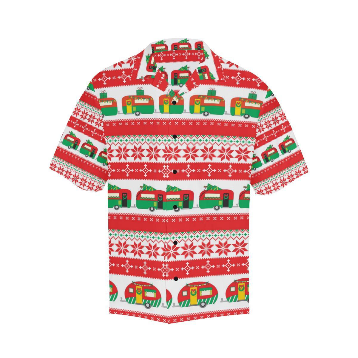 Camper Camping Ugly Christmas Design Print Men Aloha Hawaiian Shirt