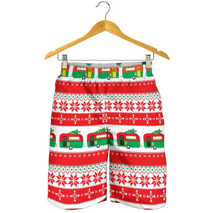 Camper Camping Ugly Christmas Design Print Mens Shorts-JTAMIGO.COM