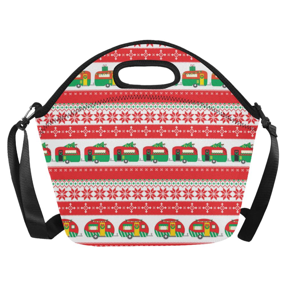 Camper Camping Ugly Christmas Design Print Neoprene Lunch Bag (Model 1669)(Large)-JTAMIGO.COM
