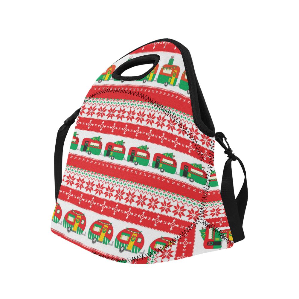 Camper Camping Ugly Christmas Design Print Neoprene Lunch Bag (Model 1669)(Large)-JTAMIGO.COM