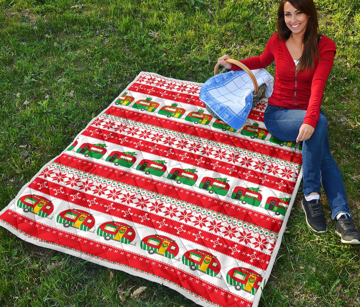 Camper Camping Ugly Christmas Design Print Premium Quilt-JTAMIGO.COM