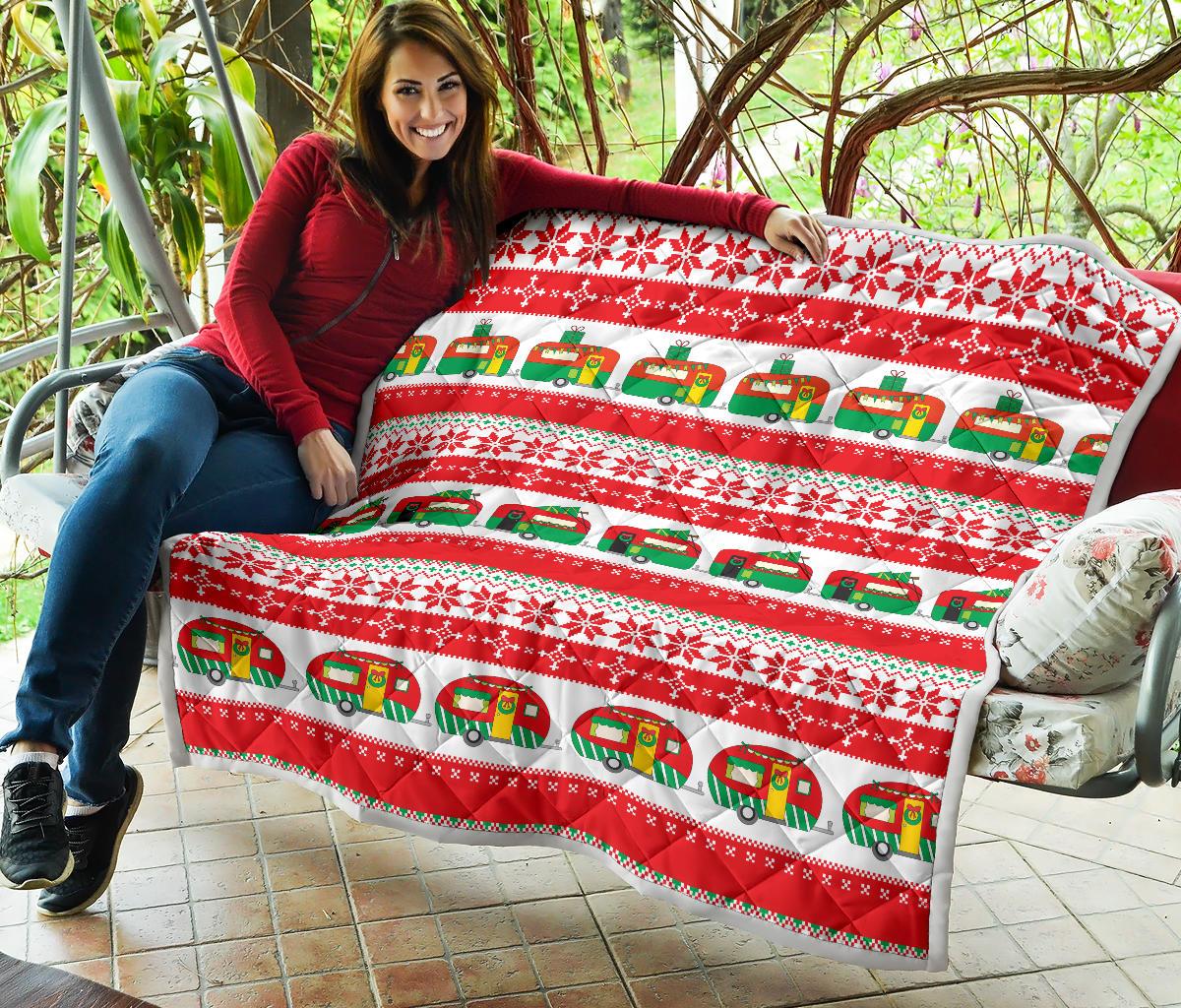 Camper Camping Ugly Christmas Design Print Premium Quilt-JTAMIGO.COM