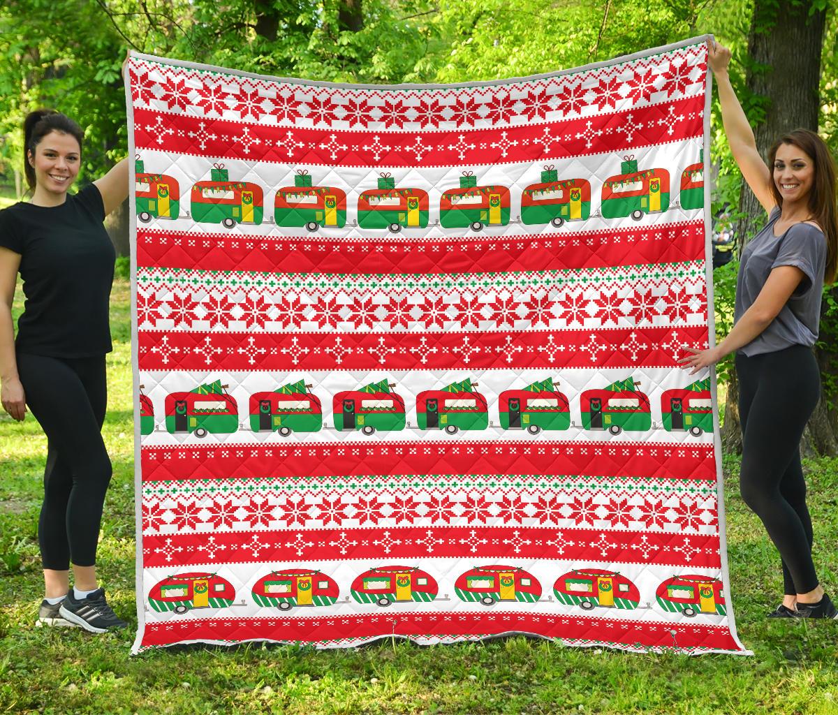 Camper Camping Ugly Christmas Design Print Premium Quilt-JTAMIGO.COM