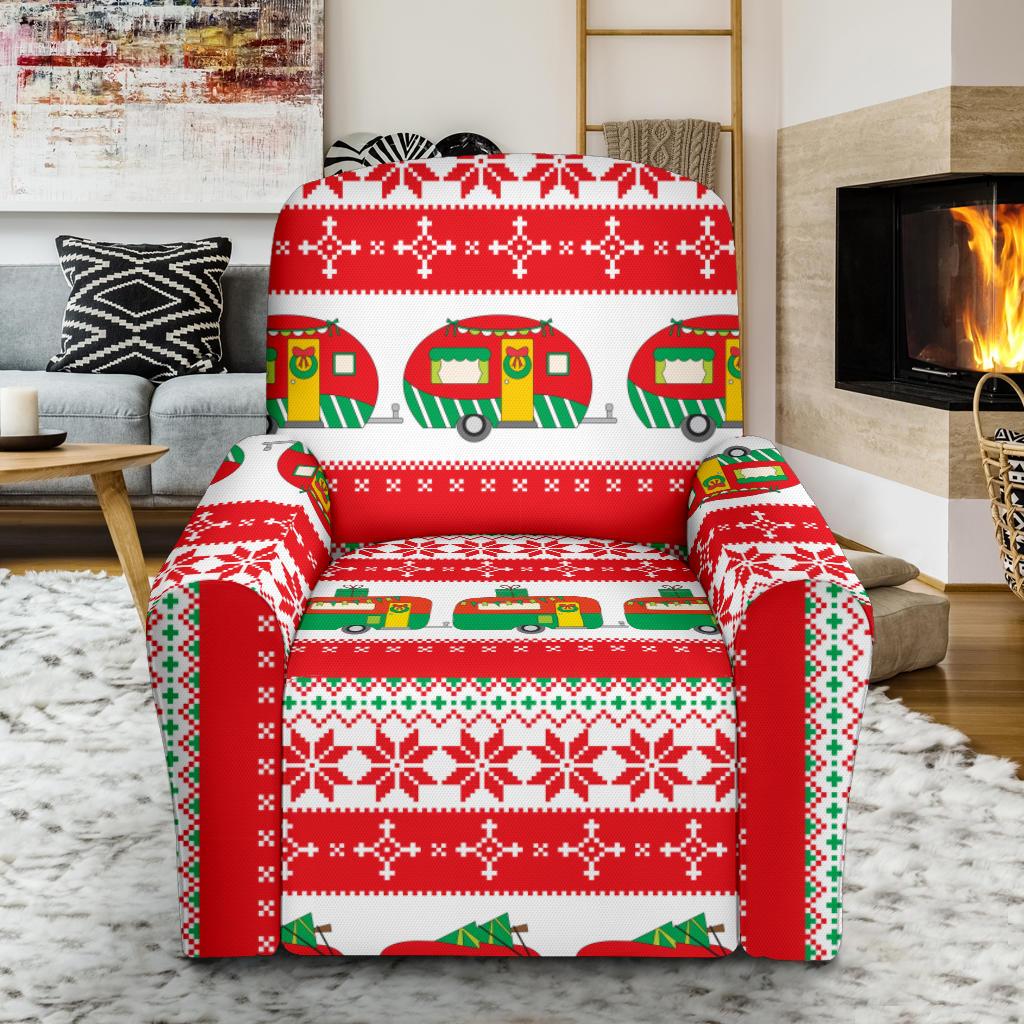 Camper Camping Ugly Christmas Design Print Single Sofa Slipcover -JTAMIGO.COM