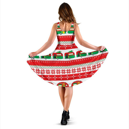 Camper Camping Ugly Christmas Design Print Sleeveless Dress