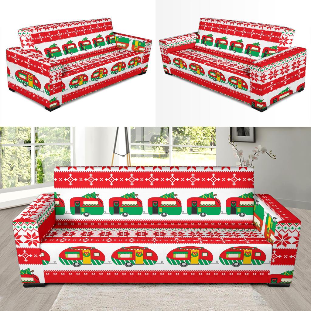 Camper Camping Ugly Christmas Design Print Sofa Slipcover-JTAMIGO.COM