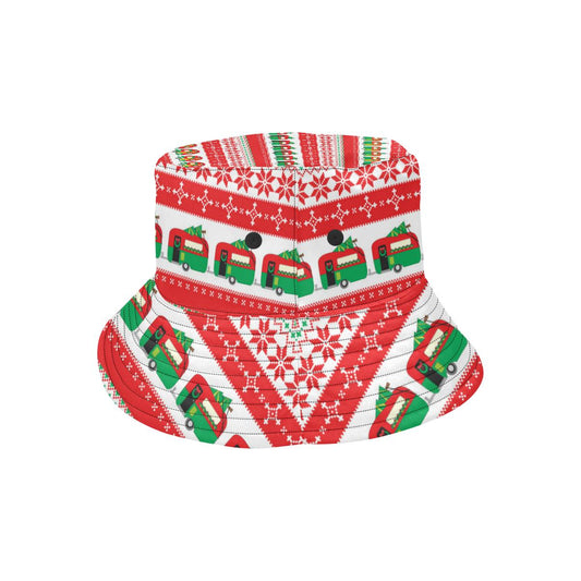 Camper Camping Ugly Christmas Design Print Unisex Bucket Hat