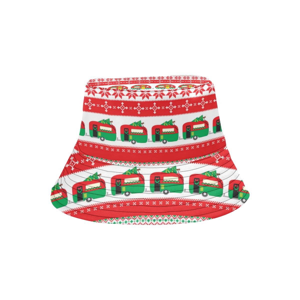 Camper Camping Ugly Christmas Design Print Unisex Bucket Hat