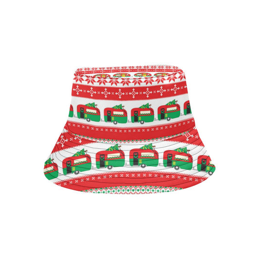 Camper Camping Ugly Christmas Design Print Unisex Bucket Hat