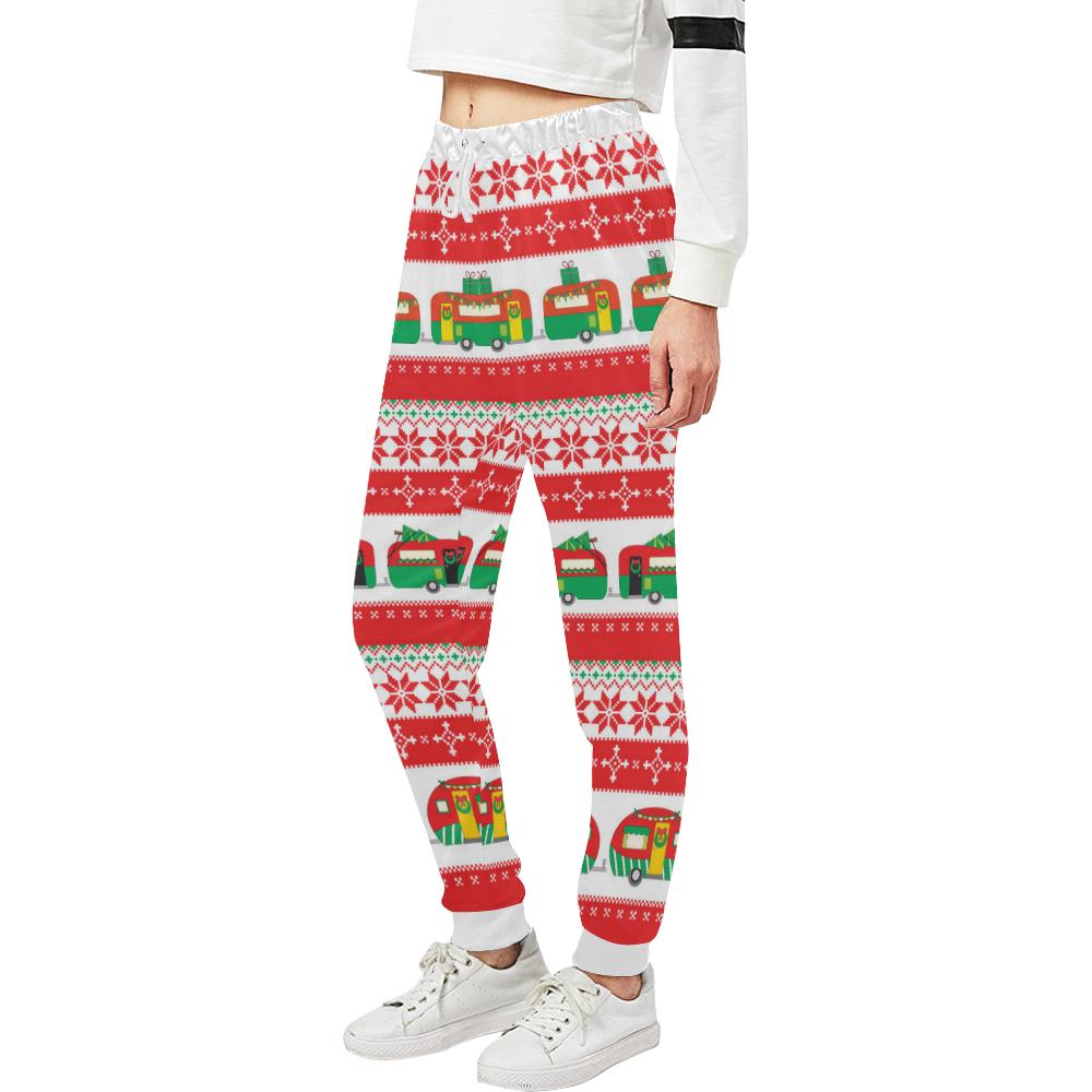 Camper Camping Ugly Christmas Design Print Unisex Casual Sweatpants (Model L11)-JTAMIGO.COM