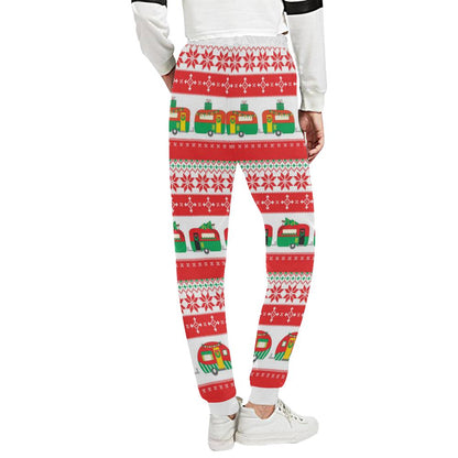 Camper Camping Ugly Christmas Design Print Unisex Casual Sweatpants (Model L11)-JTAMIGO.COM
