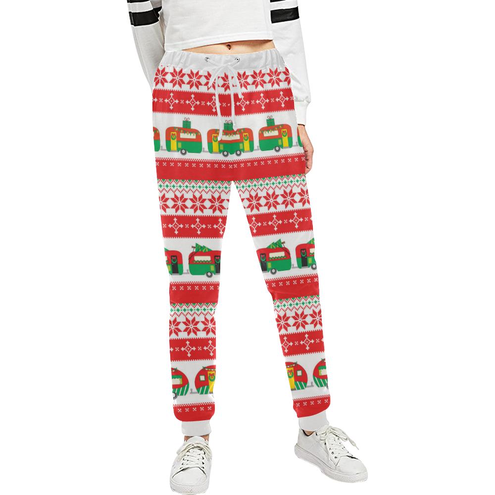Camper Camping Ugly Christmas Design Print Unisex Casual Sweatpants (Model L11)-JTAMIGO.COM