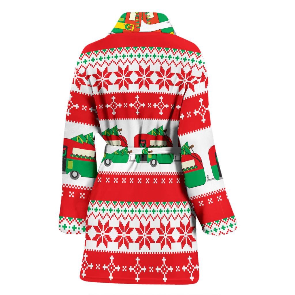 Camper Camping Ugly Christmas Design Print Women Bath Robe-JTAMIGO.COM