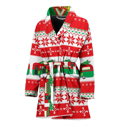 Camper Camping Ugly Christmas Design Print Women Bath Robe-JTAMIGO.COM