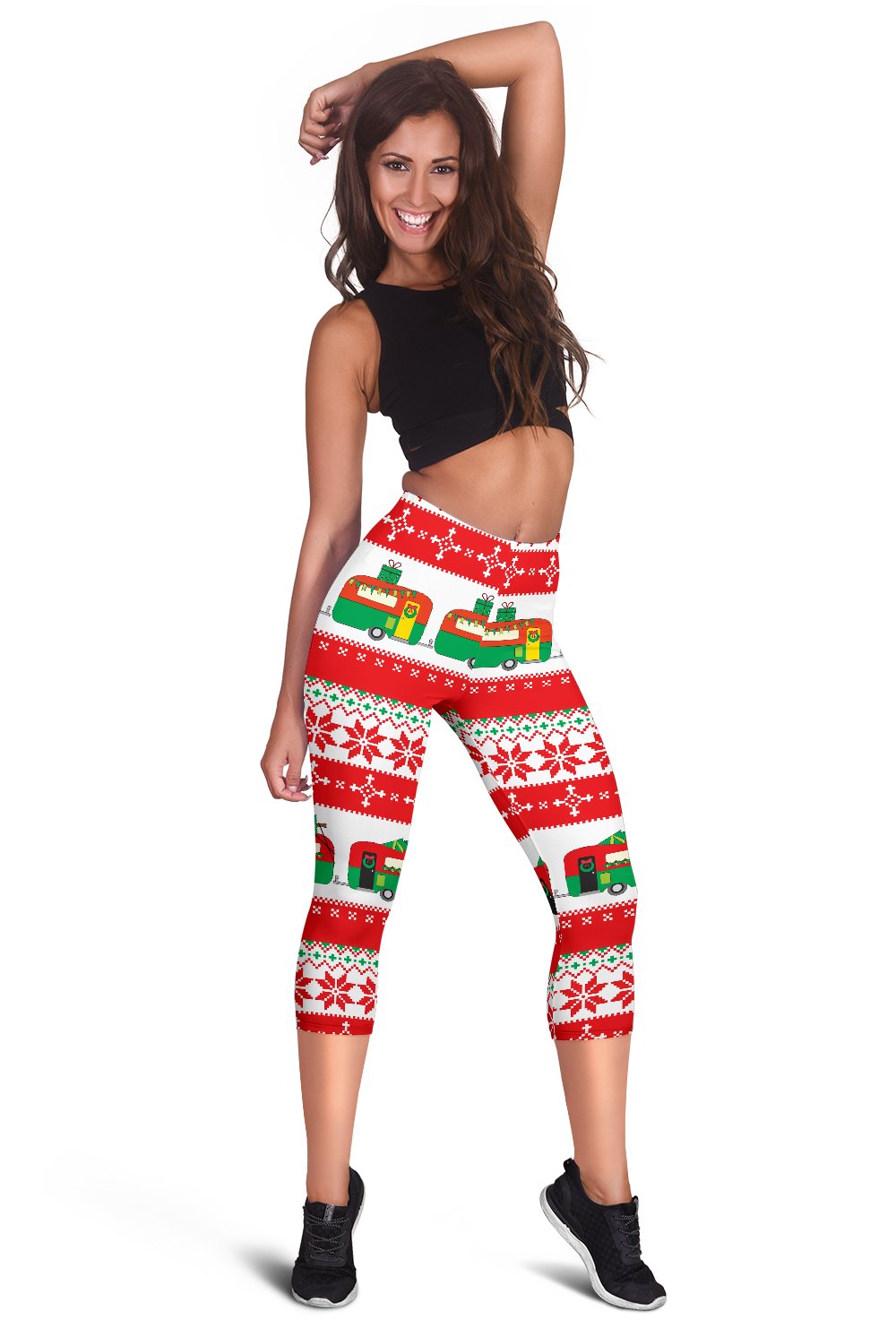 Camper Camping Ugly Christmas Design Print Women Capris